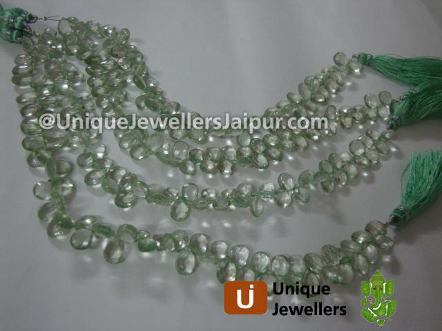 Green Amethyst Faceted Pear Beads